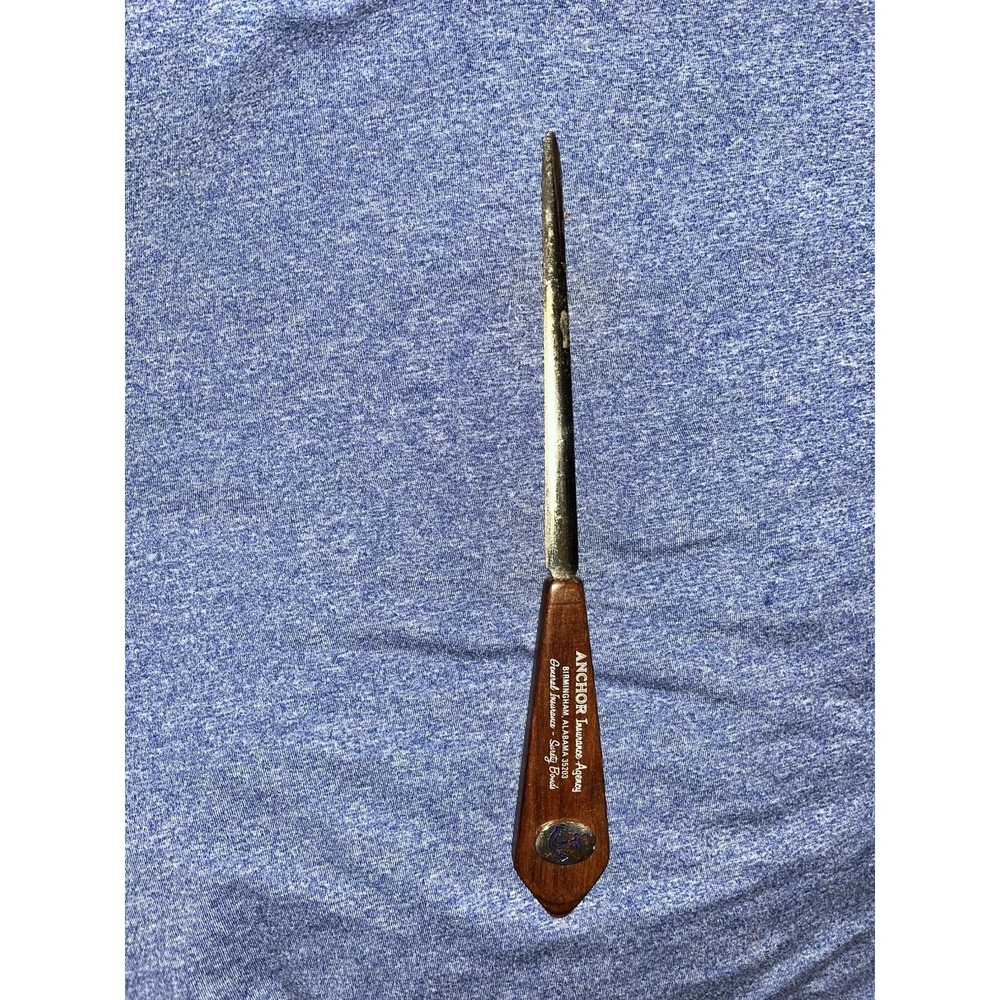 VTG Rare Wood Anchor Insurance Agency Mail Letter Opener